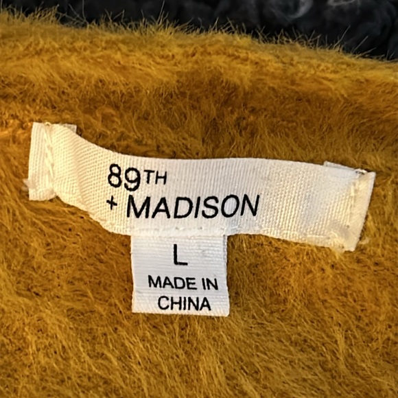 89th Madison Long Open Front Cardigan Sweater w front pockets Size L. Mustard - Picture 7 of 11